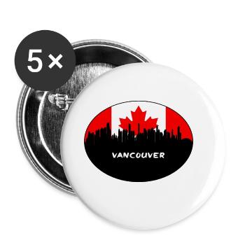 Vancouver-Kanada-Flaggen-Skyline-Schattenbild-Reise - Buttons groß 56 mm (5er Pack) - Weiß - Vorne