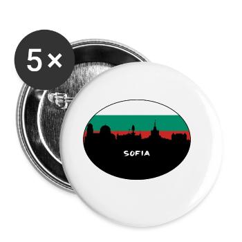 Sofia Bulgaria Flag Skyline Silhouette Travel - Buttons large 2.2''/56 mm (5-pack) - white - Front