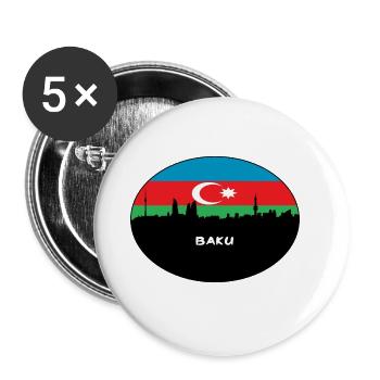 Baku Azerbaijan Flag Skyline Silhouette Travel - Buttons large 2.2''/56 mm (5-pack) - white - Front