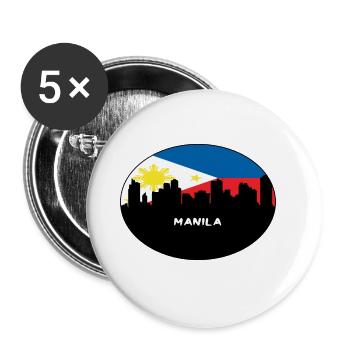 Manila Philippinen Flagge Skyline Silhouette Reisen - Buttons groß 56 mm (5er Pack) - Weiß - Vorne
