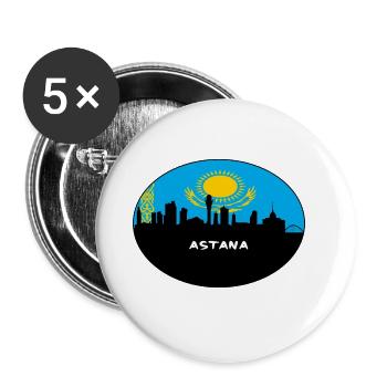 Astana Kazakhstan Drapeau Skyline Voyage Silhouette - Lot de 5 grands badges (56 mm) - blanc - Devant