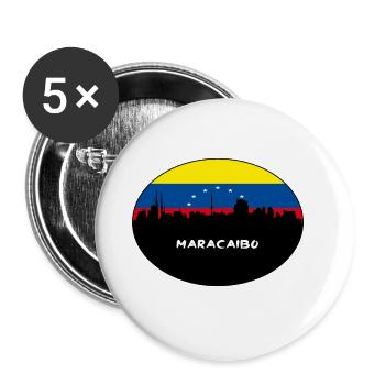 Maracaibo-Venezuela-Flaggen-Skyline-Schattenbild-Reise - Buttons groß 56 mm (5er Pack) - Weiß - Vorne