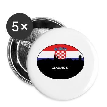 Zagreb Croatie Drapeau Skyline Voyage Silhouette - Lot de 5 grands badges (56 mm) - blanc - Devant