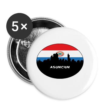 Asuncion Paraguay Flag Skyline Silhouette Travel - Buttons large 2.2''/56 mm (5-pack) - white - Front