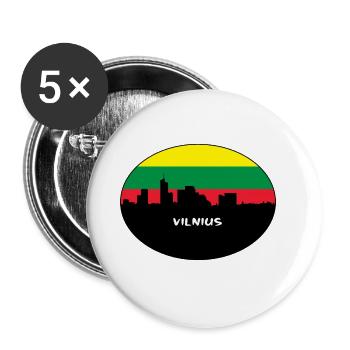 Vilnius Lithuania Flag Skyline Silhouette Travel - Buttons large 2.2''/56 mm (5-pack) - white - Front