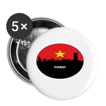 Hanoi Vietnam Drapeau Skyline Voyage Silhouette - Lot de 5 grands badges (56 mm) - blanc - Devant