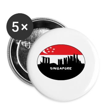 Singapur Singapur-Flaggen-Skyline-Schattenbild-Reise - Buttons groß 56 mm (5er Pack) - Weiß - Vorne