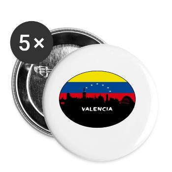 Valence Venezuela Drapeau Skyline Voyage Silhouette - Lot de 5 grands badges (56 mm) - blanc - Devant