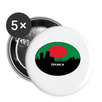Dhaka Bangladesh Flag Skyline Silhouette Travel - Buttons large 2.2''/56 mm (5-pack) - white - Front