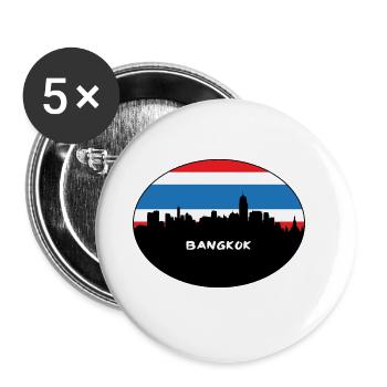 bangkok, thaïlande, drapeau, horizon, silhouette, voyage - Lot de 5 grands badges (56 mm) - blanc - Devant