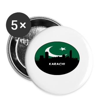 Karachi Pakistan Flag Skyline Silhouette Travel - Buttons large 2.2''/56 mm (5-pack) - white - Front