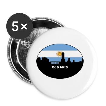 Rosario Argentinien Flagge Skyline Silhouette Reisen - Buttons groß 56 mm (5er Pack) - Weiß - Vorne