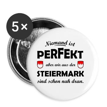 In der Steiermark zuhause - Buttons groß 56 mm (5er Pack) - Weiß - Vorne