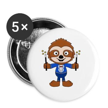 ZAUBERER - FAULTIER - TIER - KIND - BABY - Buttons groß 56 mm (5er Pack) - Weiß - Vorne