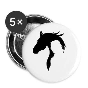 PFERD - REITEN - REITERIN - REITSPORT - PFERDE - Buttons groß 56 mm (5er Pack) - Weiß - Vorne