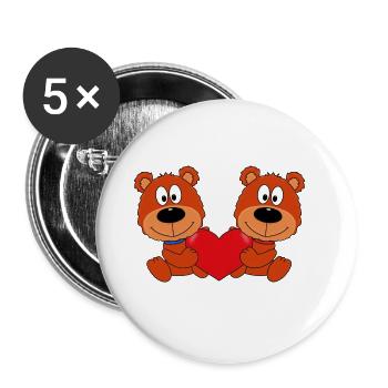TEDDYS - BÄREN - TEDDYBÄREN - HERZ - LIEBE - LOVE - Buttons groß 56 mm (5er Pack) - Weiß - Vorne
