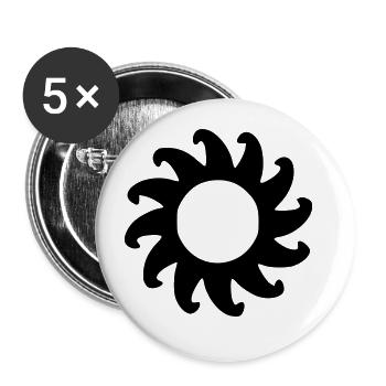 Sonne Zeichnung Natur Skizze schwarz - Buttons groß 56 mm (5er Pack) - Weiß - Vorne