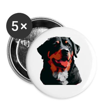Rottweiler Hunderasse Kopf Cartoon Illustration - Buttons groß 56 mm (5er Pack) - Weiß - Vorne