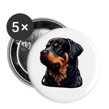 Rottweiler Hunderasse Gesicht Cartoon Illustration - Buttons groß 56 mm (5er Pack) - Weiß - Vorne