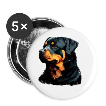 Rottweiler Hunderasse Gesicht Cartoon Illustration - Buttons groß 56 mm (5er Pack) - Weiß - Vorne