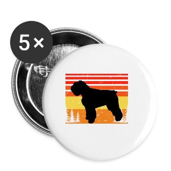 Bouvier Des Flandres Dog Silhouette Retro Sunset - Buttons large 2.2''/56 mm (5-pack) - white - Front