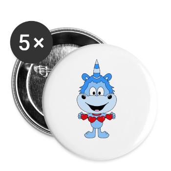 EINHORN - LIEBE - LOVE - KIND - BABY - VERLIEBT - Buttons groß 56 mm (5er Pack) - Weiß - Vorne