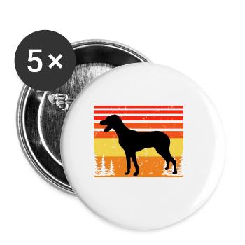 Grec Harehound Dog Love Silhouette Vintage Sunset - Lot de 5 grands badges (56 mm) - blanc - Devant