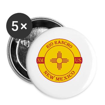 Rio Rancho New Mexico Flagge USA Souvenir Abzeichen - Buttons groß 56 mm (5er Pack) - Weiß - Vorne