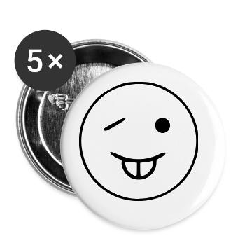 Emoji sketch teeth black - Buttons large 2.2''/56 mm (5-pack) - white - Front
