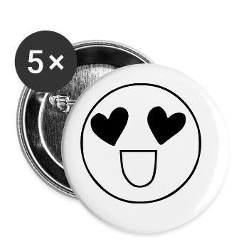Emoji sketch heart eyes black - Buttons large 2.2''/56 mm (5-pack) - white - Front