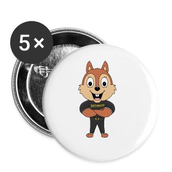 EICHHÖRNCHEN - SECURITY - TIER - TIERISCH - Buttons groß 56 mm (5er Pack) - Weiß - Vorne