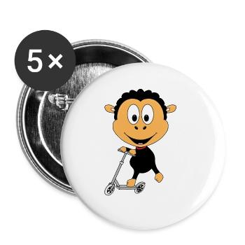 ROLLER - SCHAF - TIER - TIERISCH - KIND - BABY - Buttons groß 56 mm (5er Pack) - Weiß - Vorne