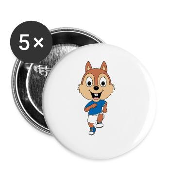 EICHHÖRNCHEN - LAUFEN - SPORT - FITNESS - JOGGEN - Buttons groß 56 mm (5er Pack) - Weiß - Vorne