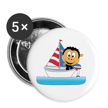 SEGELBOOT - SCHIFF - SEGLER - SEGELN - SCHAF - Buttons groß 56 mm (5er Pack) - Weiß - Vorne