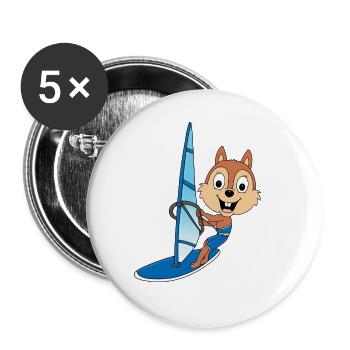 EICHHÖRNCHEN - WINDSURFER - SURFER - WASSERSPORT - Buttons groß 56 mm (5er Pack) - Weiß - Vorne