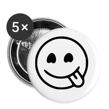 Emoji Skizze hungrig schwarz - Buttons groß 56 mm (5er Pack) - Weiß - Vorne