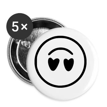 Emoji sketch upside down black - Buttons large 2.2''/56 mm (5-pack) - white - Front