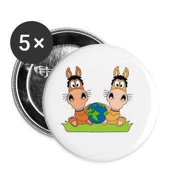 PFERDE - WELT - ERDE - TIERE - PFERD - PONY - Buttons groß 56 mm (5er Pack) - Weiß - Vorne