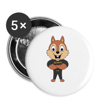 EICHHÖRNCHEN - SECURITY - TIER - TIERISCH - Buttons groß 56 mm (5er Pack) - Weiß - Vorne