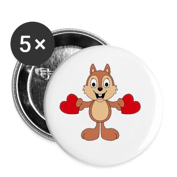 HERZEN - LIEBE - LOVE - EICHHÖRNCHEN - TIER - Buttons groß 56 mm (5er Pack) - Weiß - Vorne