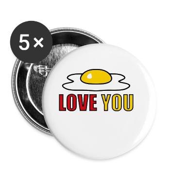 EI LOVE YOU - SPIEGELEI - ESSEN - LIEBE - OSTERN - Buttons groß 56 mm (5er Pack) - Weiß - Vorne