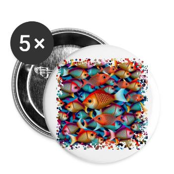 Many fish swim in large schools - Buttons large 2.2''/56 mm (5-pack) - white - Front