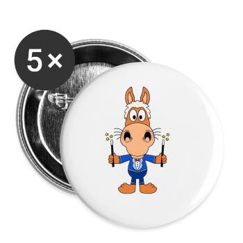 PFERD - PONY - ZAUBERER - ZAUBERN - TIER - FUN - Buttons groß 56 mm (5er Pack) - Weiß - Vorne