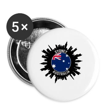 Sydney Skyline Australien Flagge Reise Souvenir - Buttons groß 56 mm (5er Pack) - Weiß - Vorne