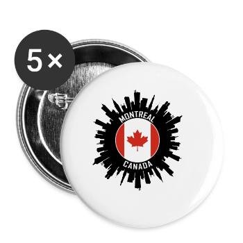Montréal Skyline Canada Flag Souvenir de voyage - Lot de 5 grands badges (56 mm) - blanc - Devant