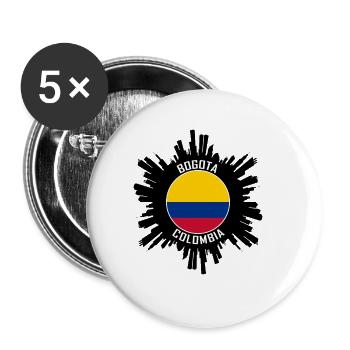 Bogota Skyline Colombie Flag Souvenir de voyage - Lot de 5 grands badges (56 mm) - blanc - Devant