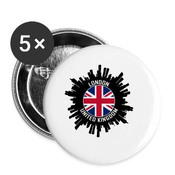 London Skyline UK Flagge Reisesouvenir - Buttons groß 56 mm (5er Pack) - Weiß - Vorne