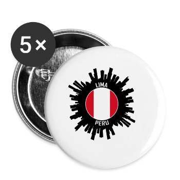 Lima Skyline Peru Flag Travel Souvenir - Buttons large 2.2''/56 mm (5-pack) - white - Front