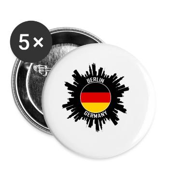 Berlin Skyline Deutschland Flagge Reisesouvenir - Buttons groß 56 mm (5er Pack) - Weiß - Vorne