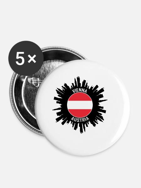 Vienna Skyline Austria Flag Travel Souvenir - Buttons large 2.2''/56 mm (5-pack) - white